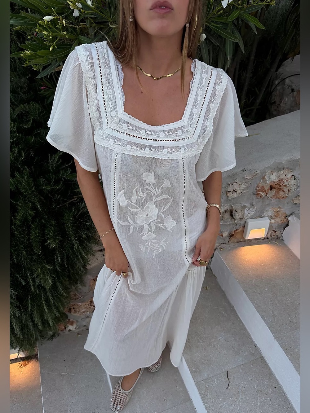 NWT Free People Forever Maxi Dress Whisper White Embroidered Lace OB2441454 | Sm